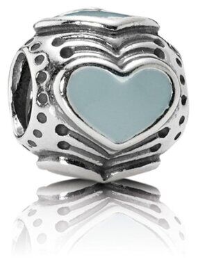 PANDORA Light Grey Enamel Hearts Charm Authentic Sterling Silver Love Romance